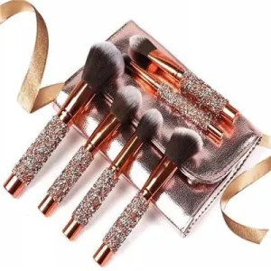 10 Piece Sparkling Makeup Brush Set With Bag