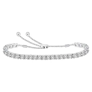 10K White Gold Diamond Studded Bolo Bracelet 1/2 Cttw