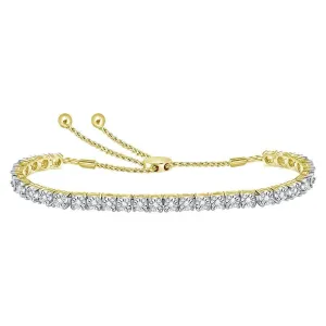 10K Yellow Gold Womens Round Diamond Studded Bolo Bracelet 1/2 Cttw
