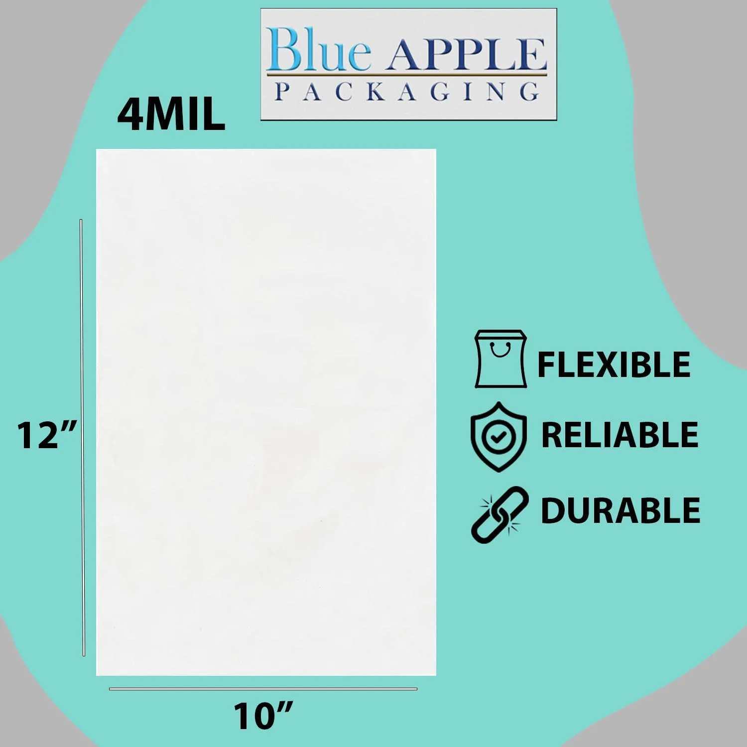 10X12 inches Clear Flat Poly Bags 4Mil Open Top (LDPE)
