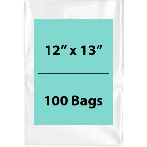 12X13 inches Clear Flat Poly Bags 1.5Mil Open Top (LDPE)