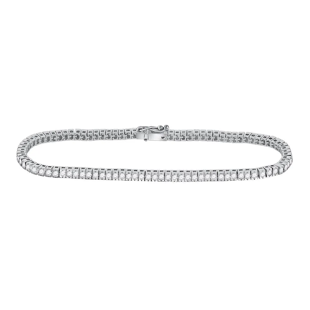 14K White Gold Diamond Tennis Bracelet 2.00 Cttw