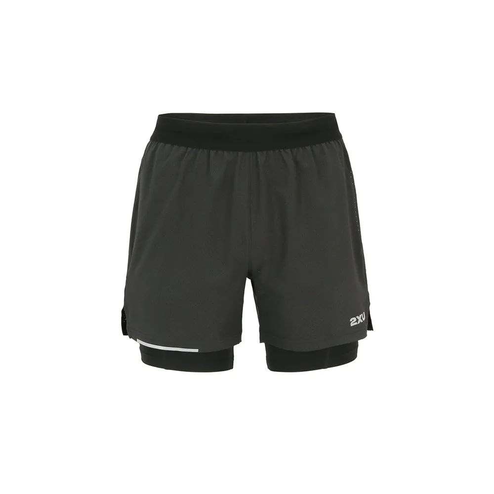 2XU Aero 2-in-1 5 Inch  Shorts - Black/Silver Reflective