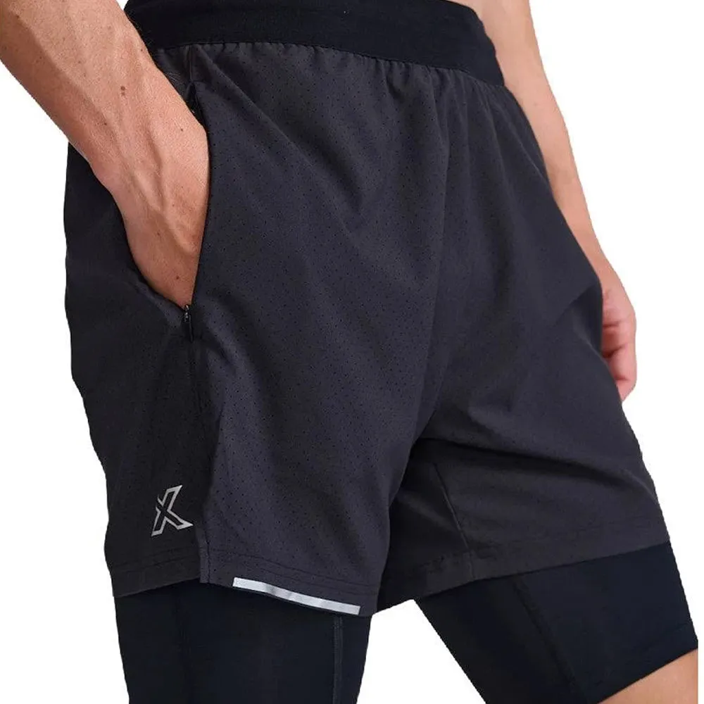 2XU Aero 2-in-1 5 Inch  Shorts - Black/Silver Reflective