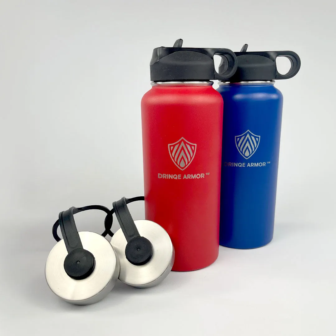 32oz Stainless Steel Bottles by DRINQE ARMOR (2 Pack)