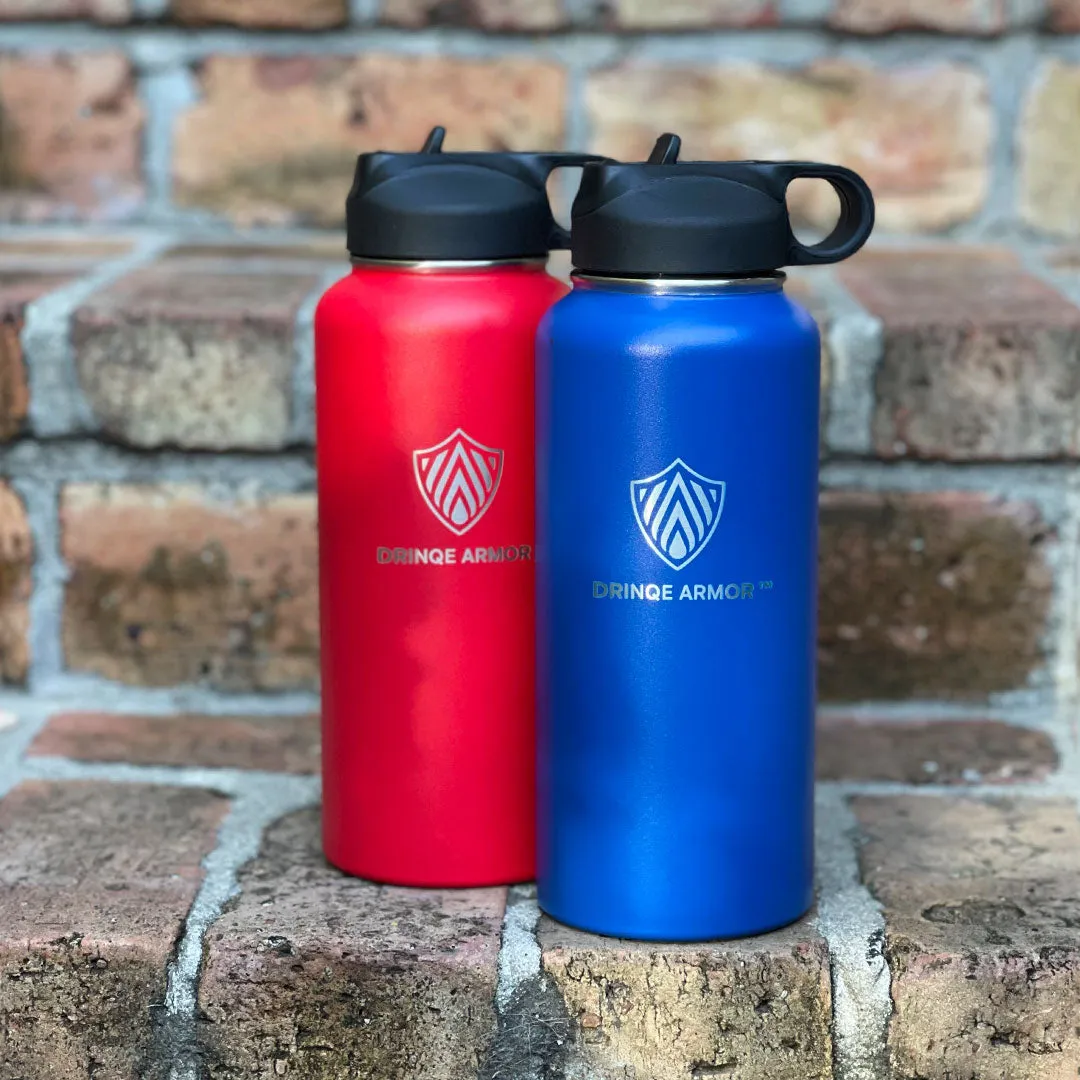 32oz Stainless Steel Bottles by DRINQE ARMOR (2 Pack)