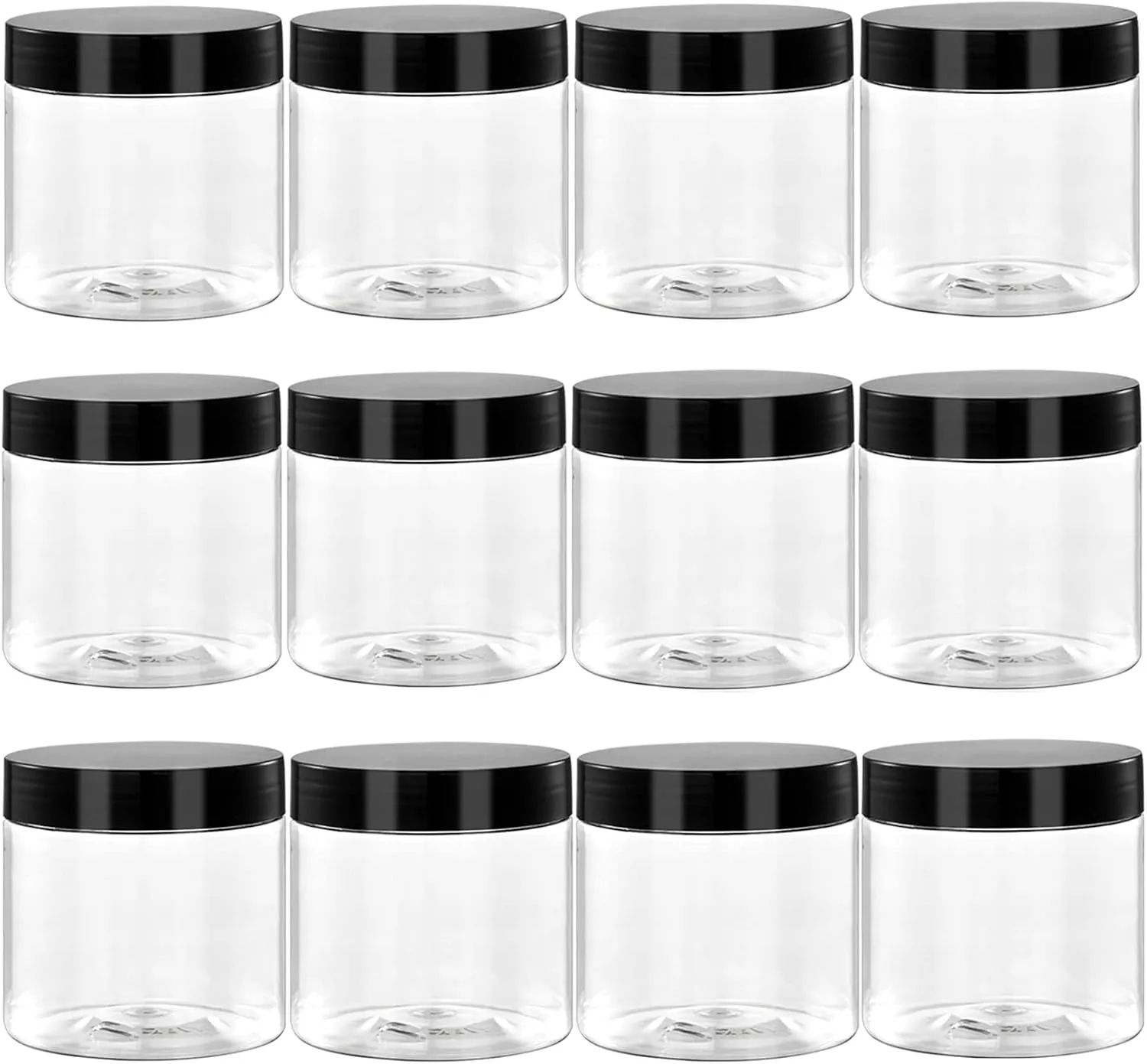 4 Oz Plastic Container Jars with Lids and Labels BPA Free, Empty round Clear Cosmetic Slime Jars for Lotion, Cream, Ointments, Body Butter, Makeup, Travel Storage (12 Pack)