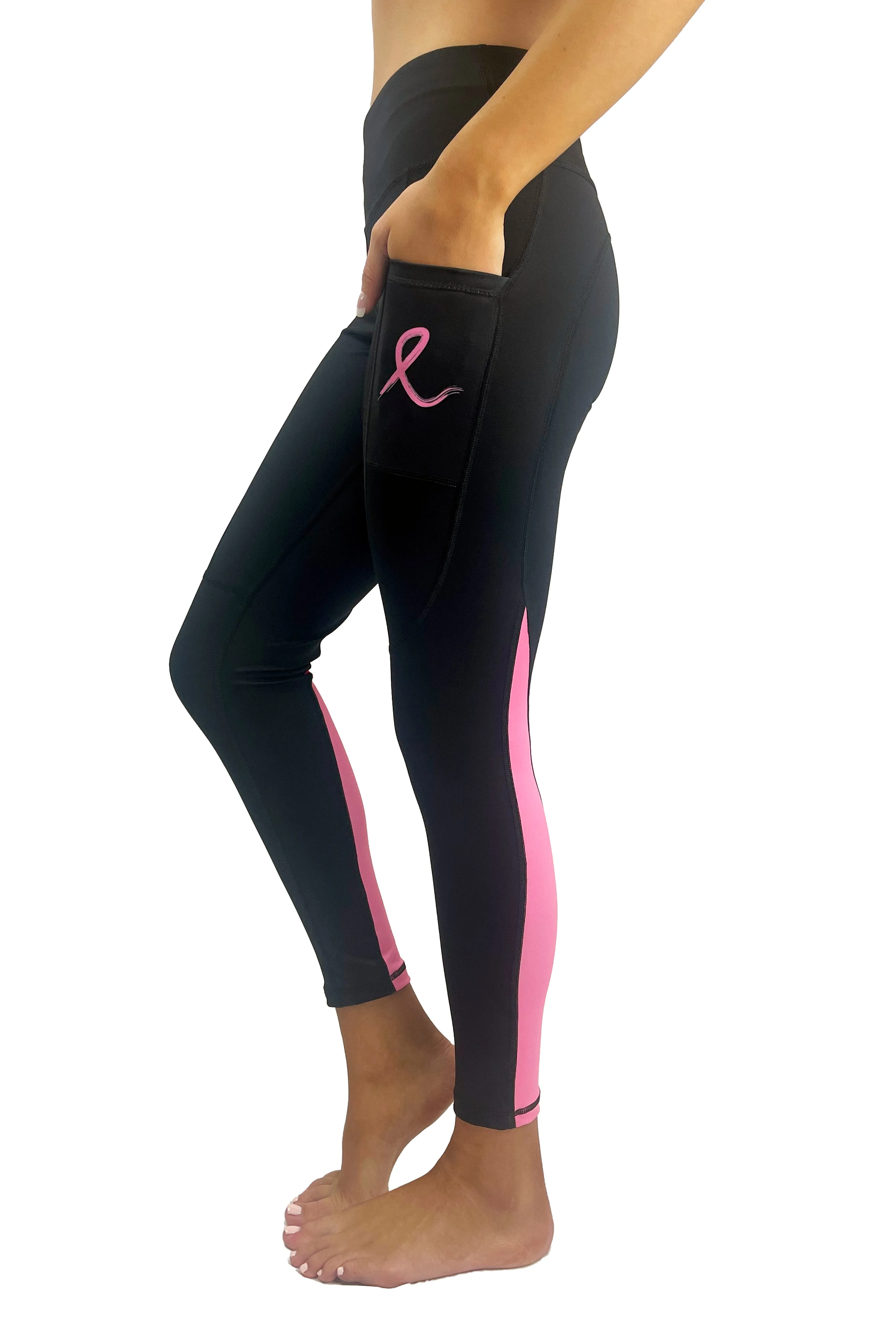 7302 - Pink Ribbon Victory Legging/ Black- FINAL SALE