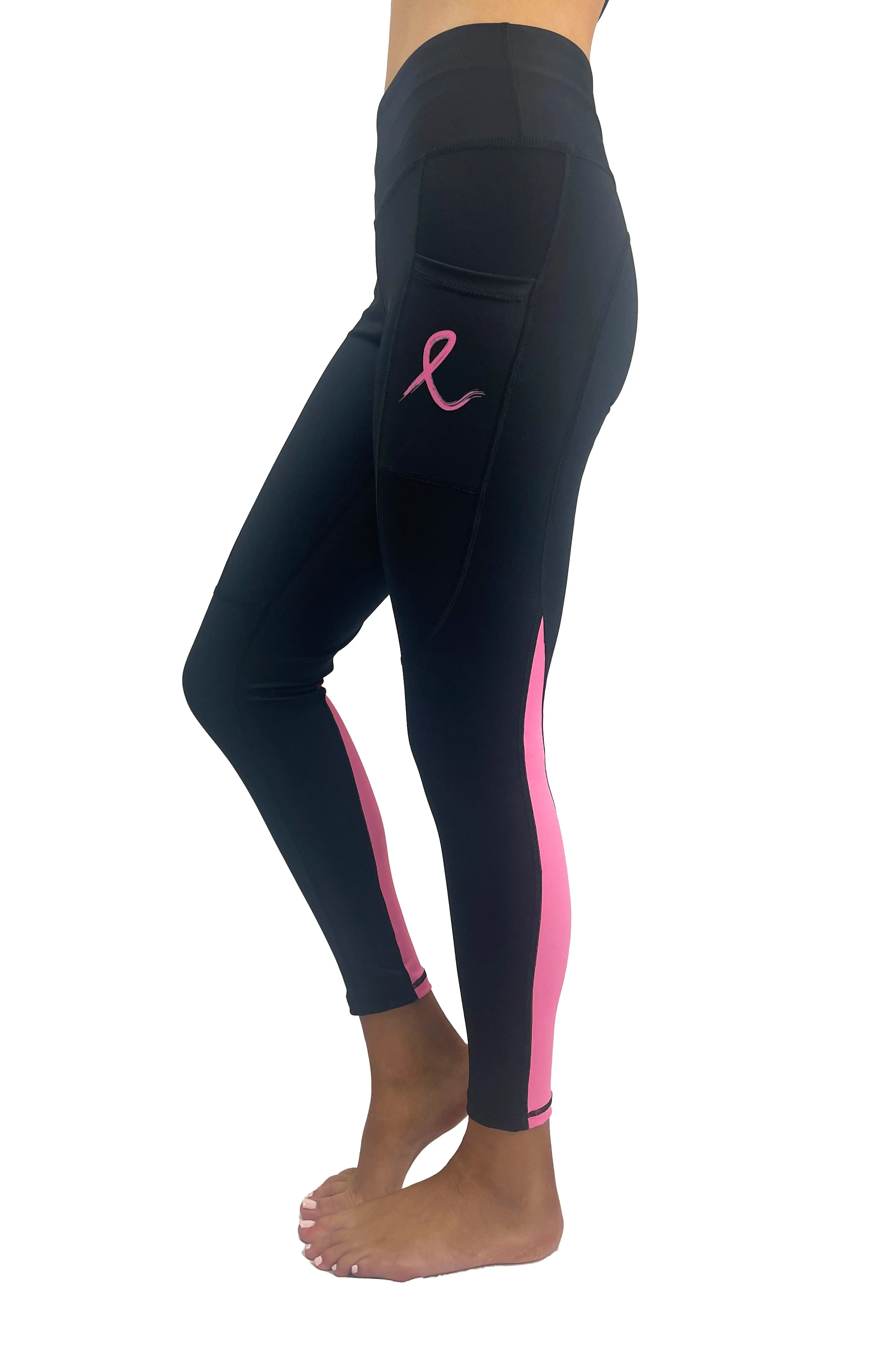 7302 - Pink Ribbon Victory Legging/ Black- FINAL SALE