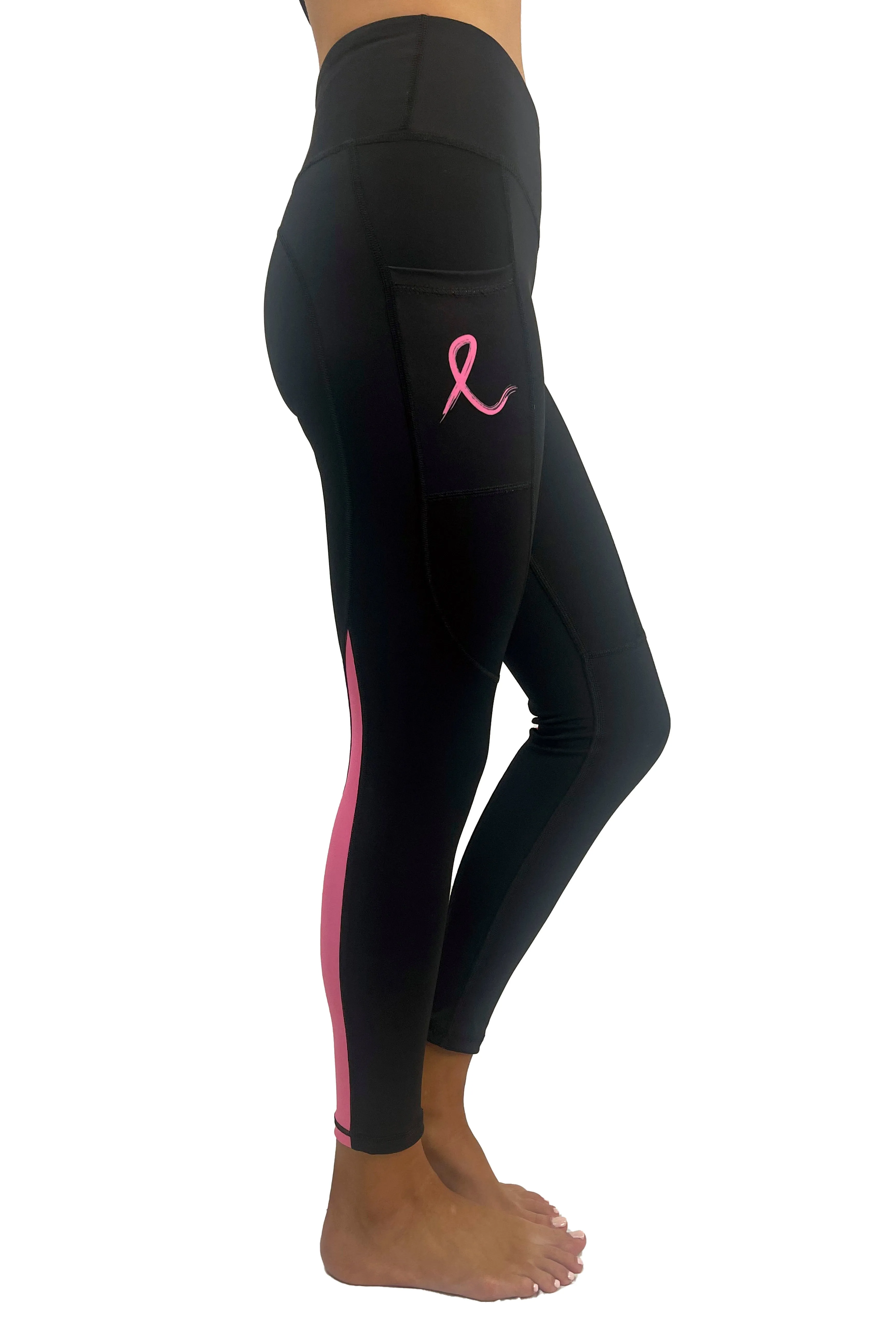 7302 - Pink Ribbon Victory Legging/ Black- FINAL SALE