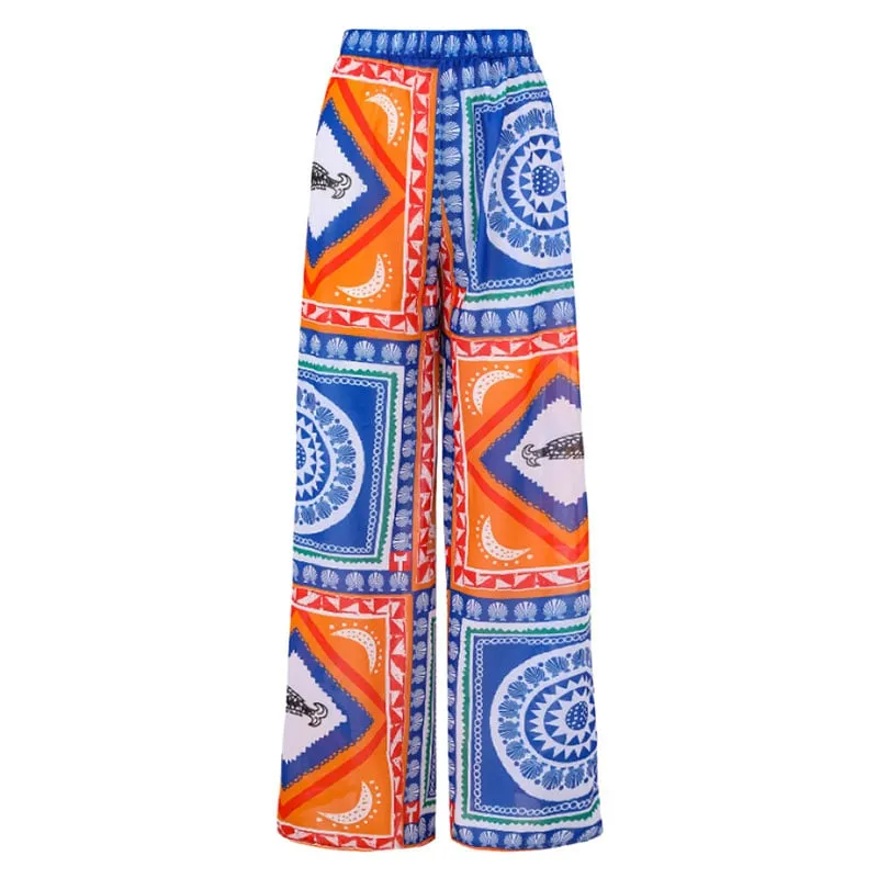 84Volt  Ethnic Style Color-Blocking Swimsuit Set - As shown / S