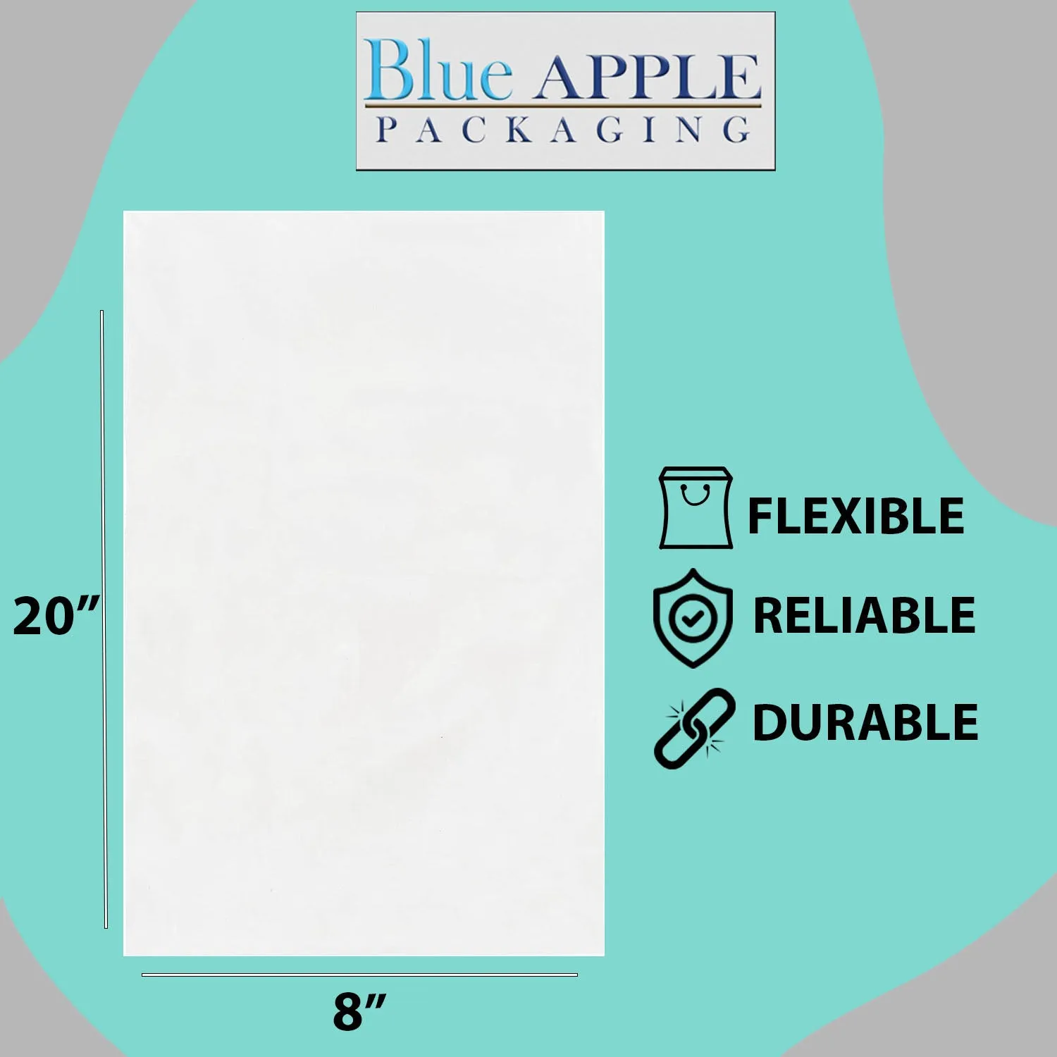 8X20 inches Clear Flat Poly Bags 1.5Mil Open Top (LDPE)