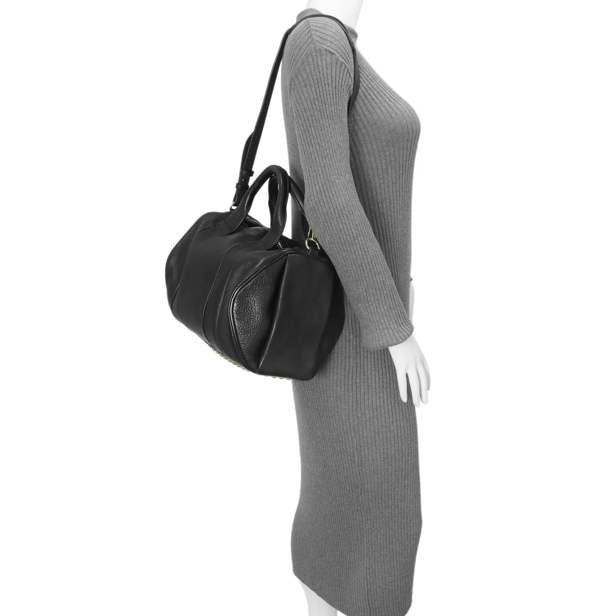 Alexander Wang Black Pebbled Lambskin Rocco
