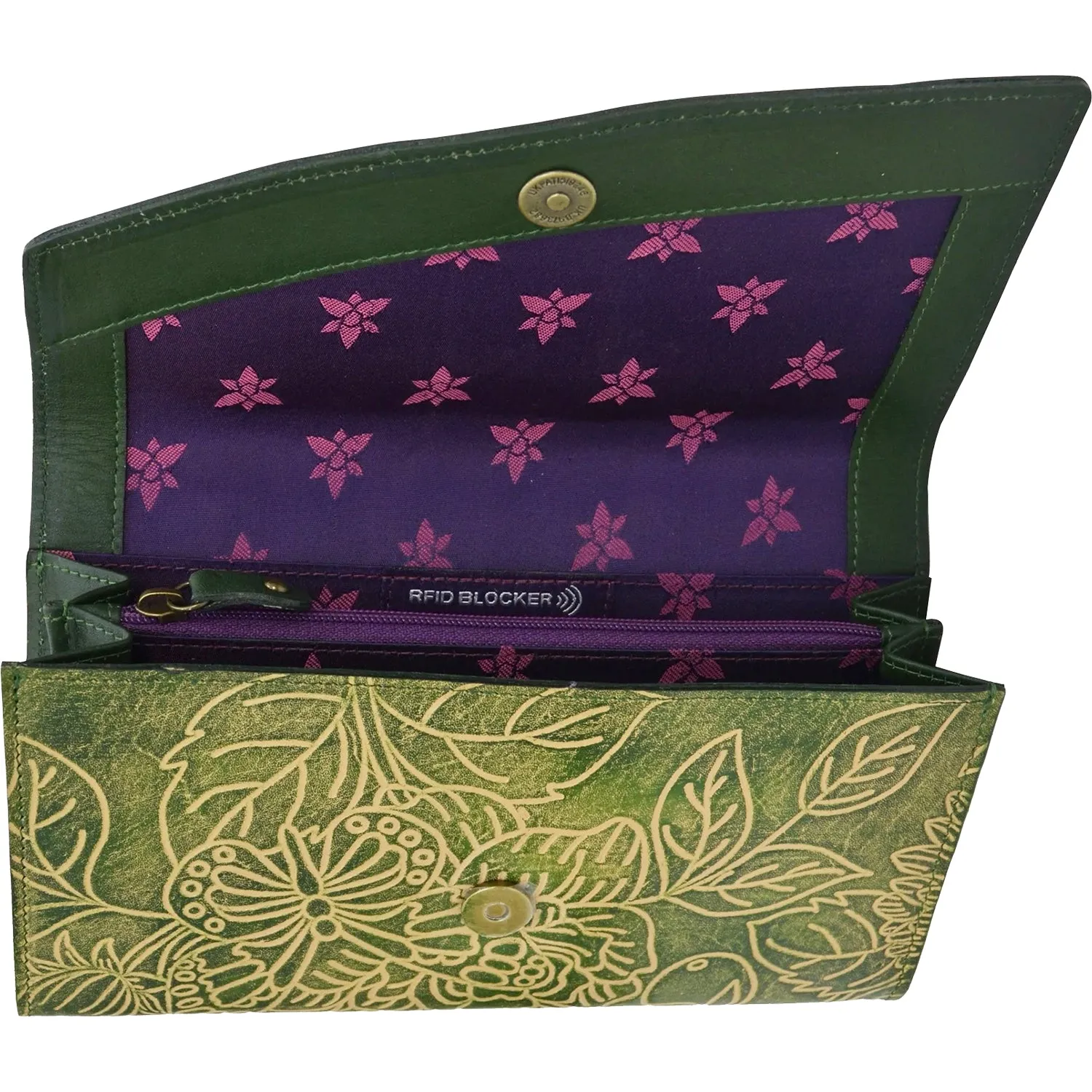 Anuschka Accordion Flap Wallet Jade Leather