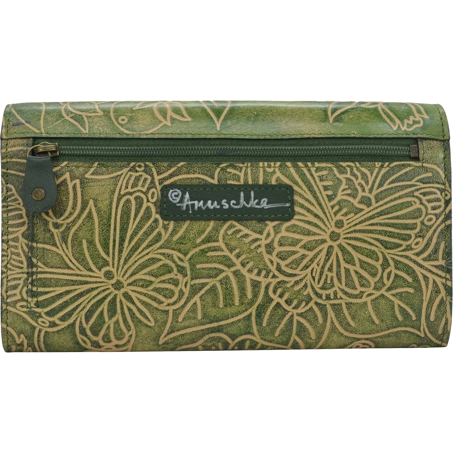 Anuschka Accordion Flap Wallet Jade Leather