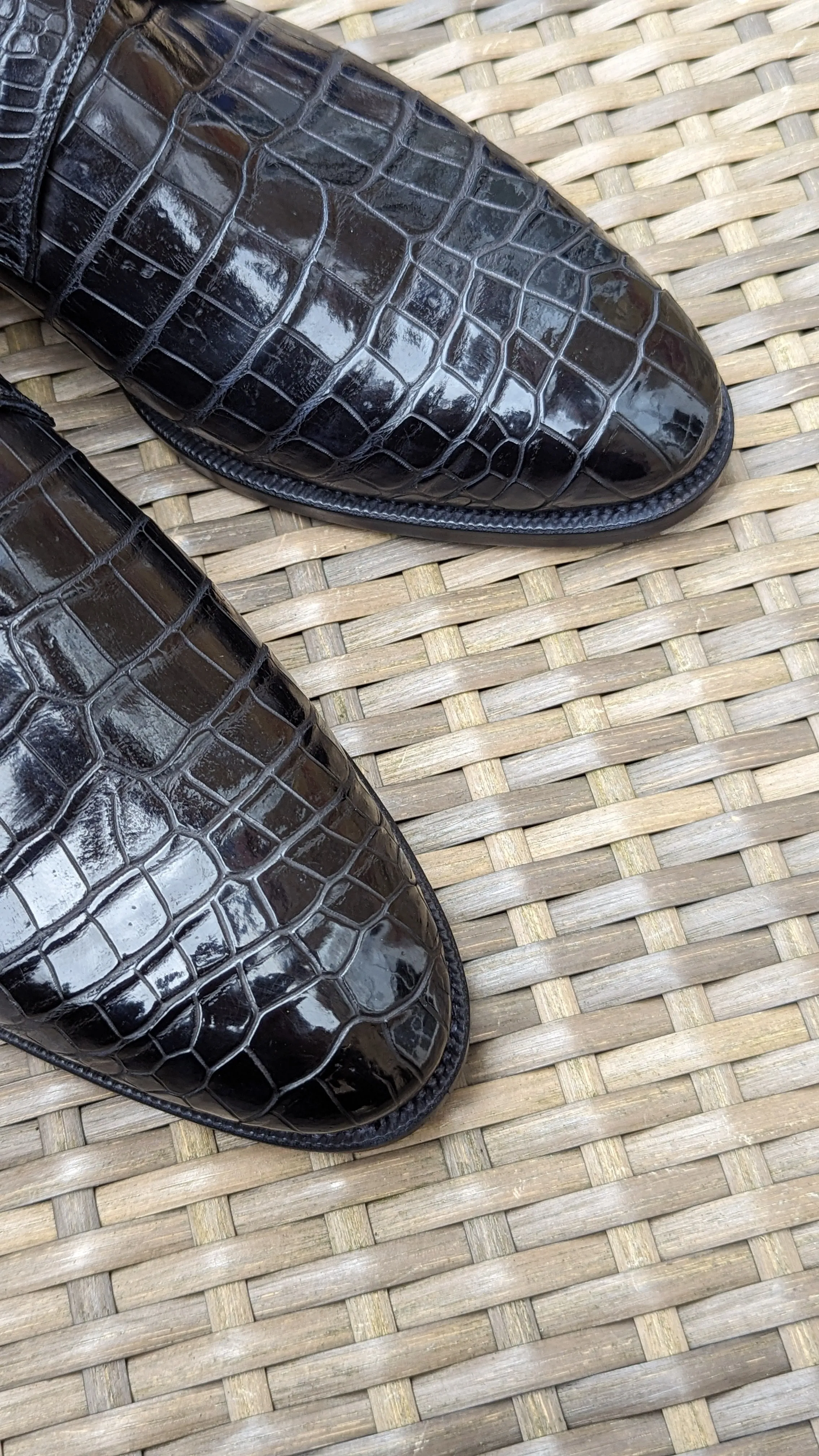 Ascot Monk Strap - Black Crocodile