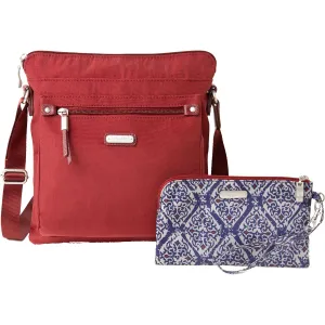Baggallini Go Bagg With RFID Phone Wristlet Russet Red Nylon