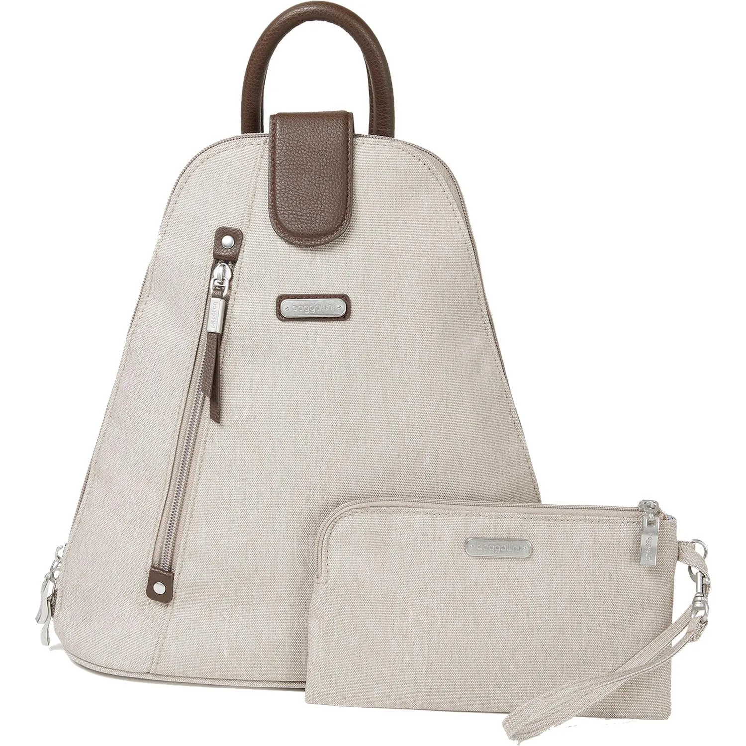 Baggallini Metro Backpack With RFID Phone Wristlet Sand Nylon