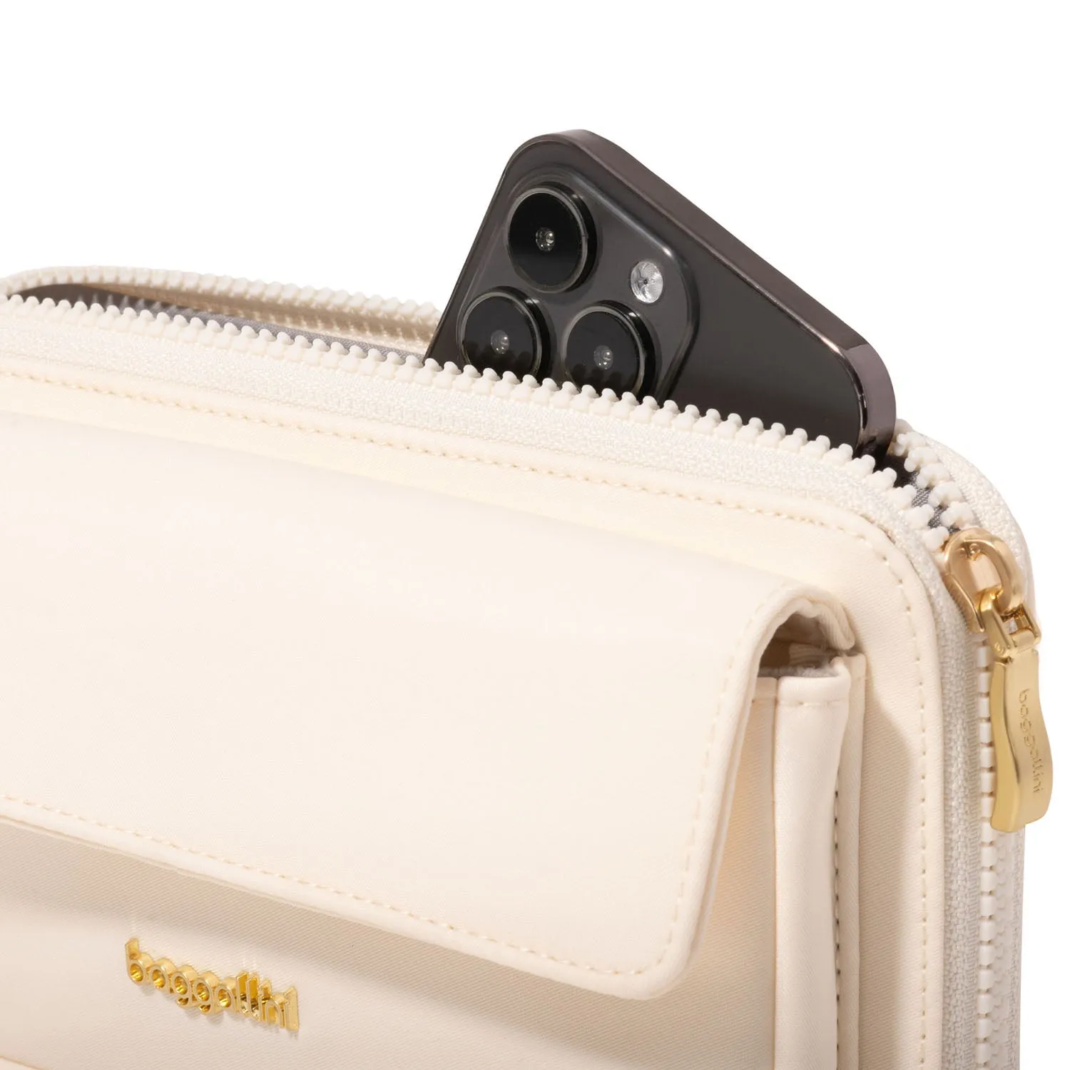 Baggallini RFID Phone Wallet Crossbody Coconut Twill