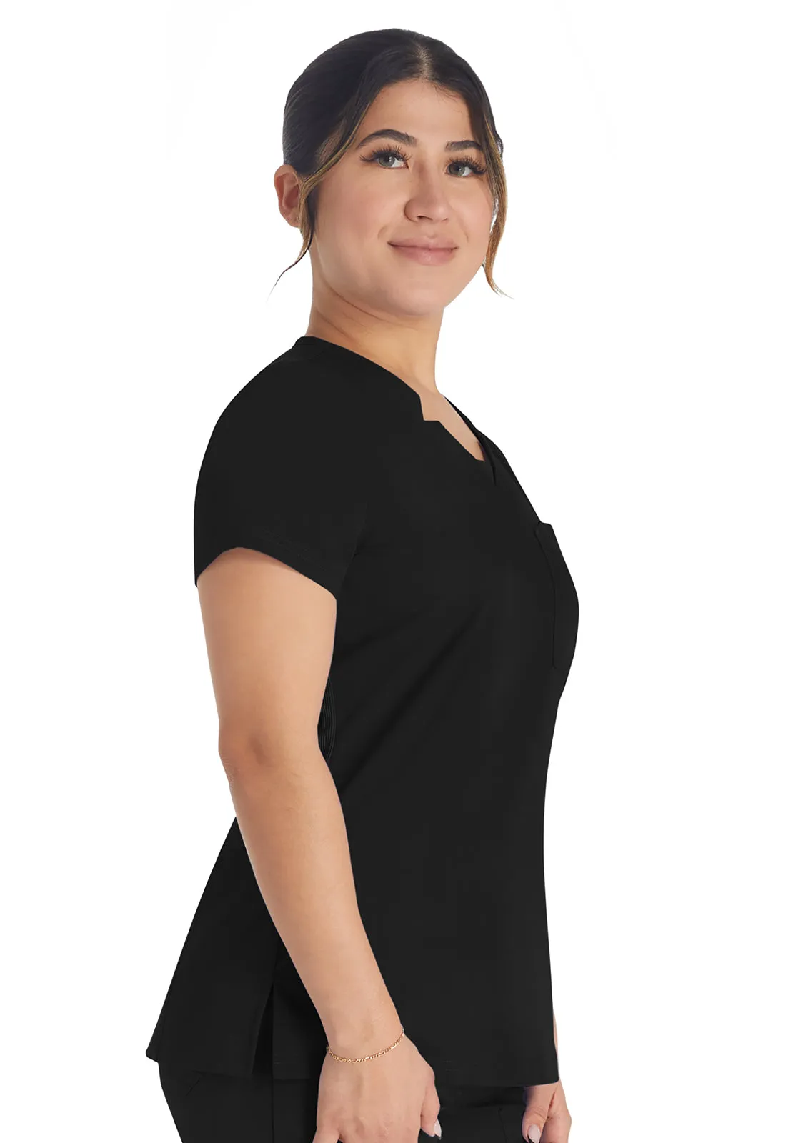 Balance DK671 Notched V-Neck Top Black
