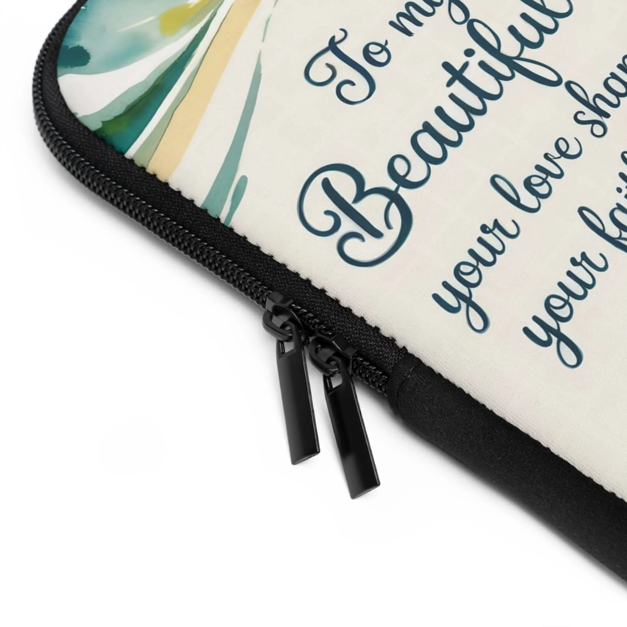 Beautiful Mother Laptop Sleeve - Inspirational Gift for Mom, Beach Design, Protective Case