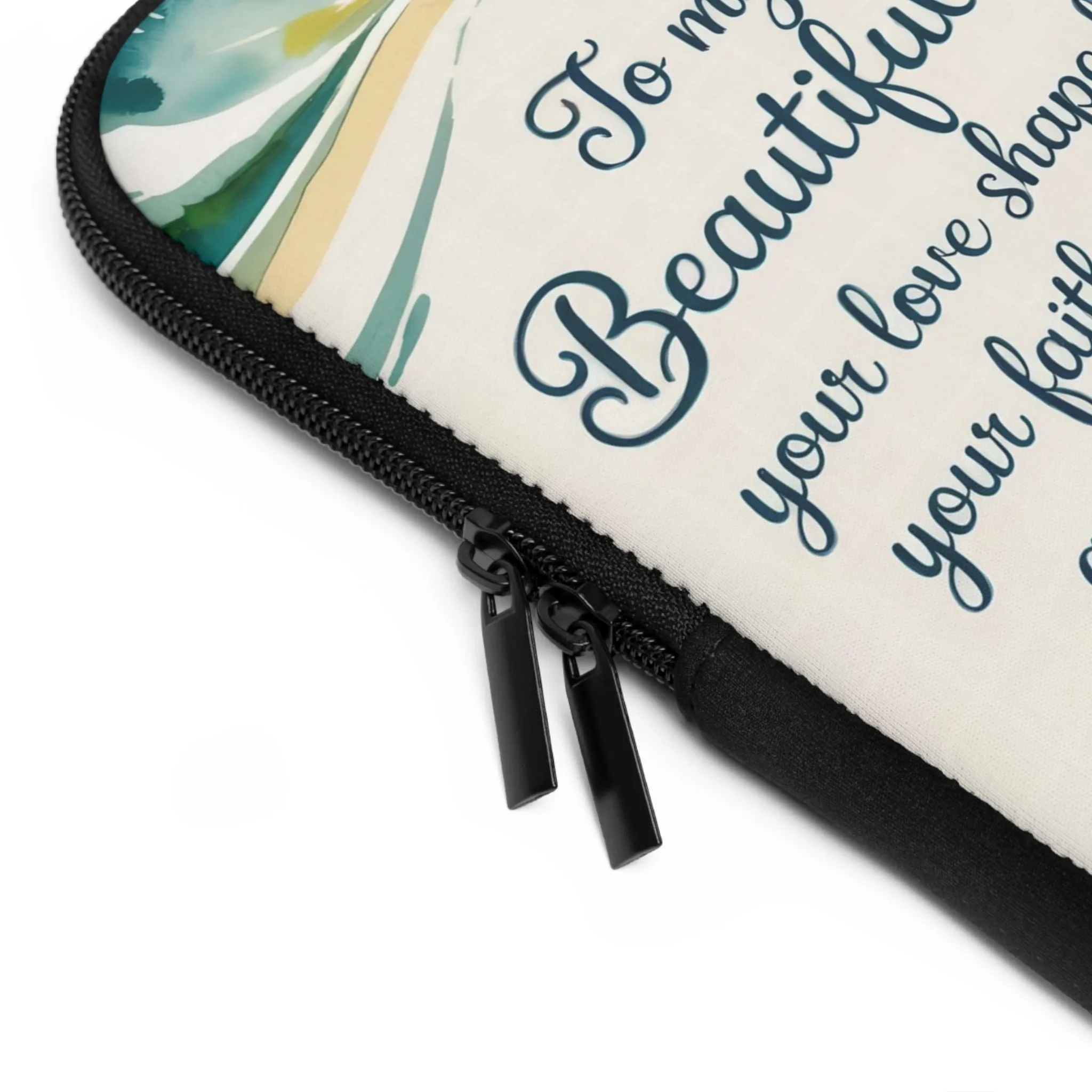 Beautiful Mother Laptop Sleeve - Inspirational Gift for Mom, Beach Design, Protective Case