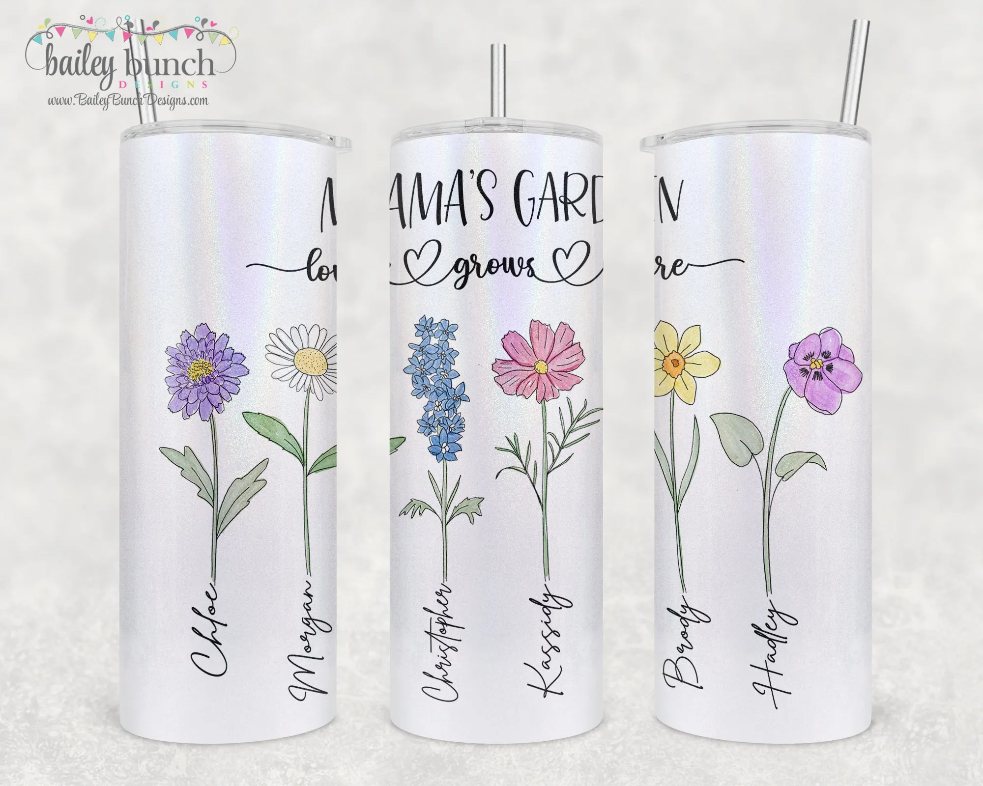 Birth Flowers Mother's Day Shimmer Glitter Tumbler TUMBBIRTHFLOWER0520