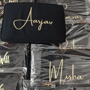 Black Laptop Sleeve - Custom Golden Name
