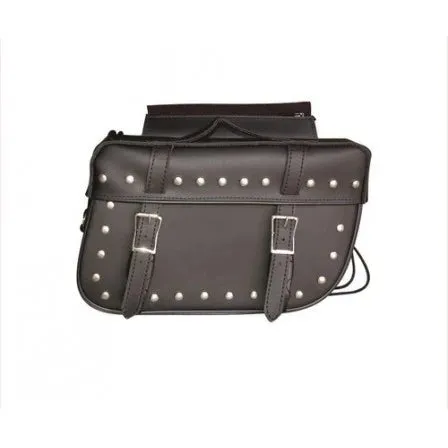 Black PVC Studded Throw Over Motorcycle Saddle Bag