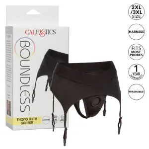 Boundless Thong With Garter - 2l/3xl - Black