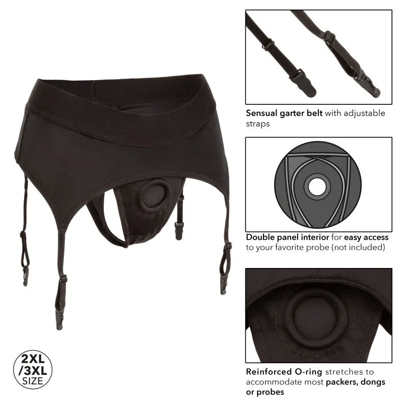 Boundless Thong With Garter - 2l/3xl - Black