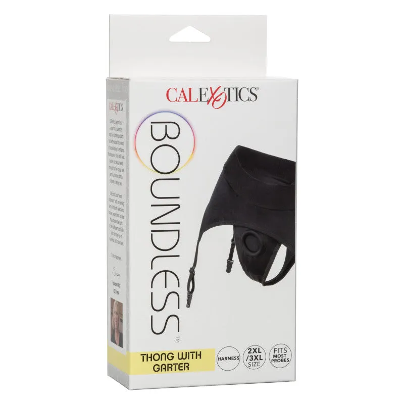 Boundless Thong With Garter - 2l/3xl - Black