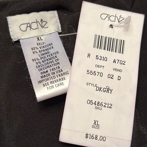 Cache Dark Grey Pyramid Studded Dress Sz XL