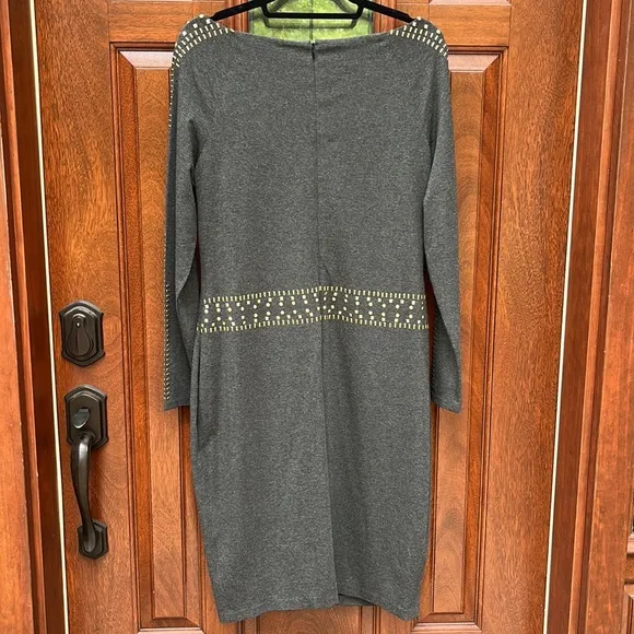Cache Dark Grey Pyramid Studded Dress Sz XL