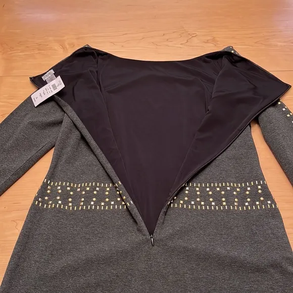 Cache Dark Grey Pyramid Studded Dress Sz XL