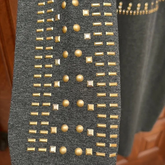 Cache Dark Grey Pyramid Studded Dress Sz XL