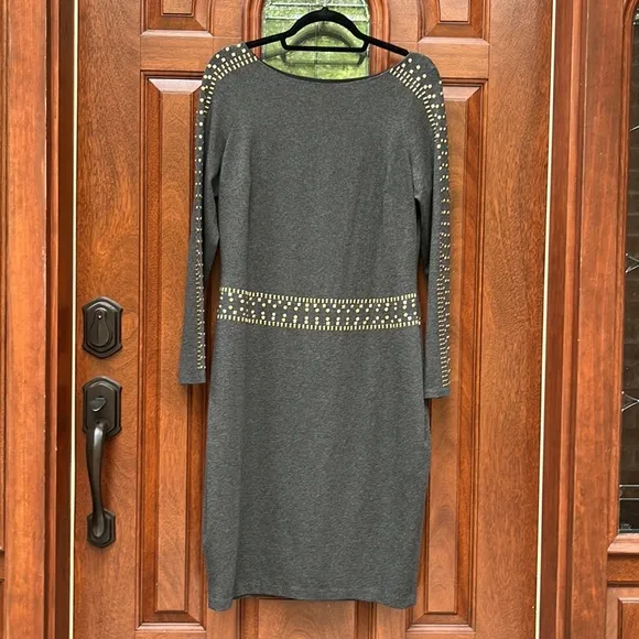 Cache Dark Grey Pyramid Studded Dress Sz XL