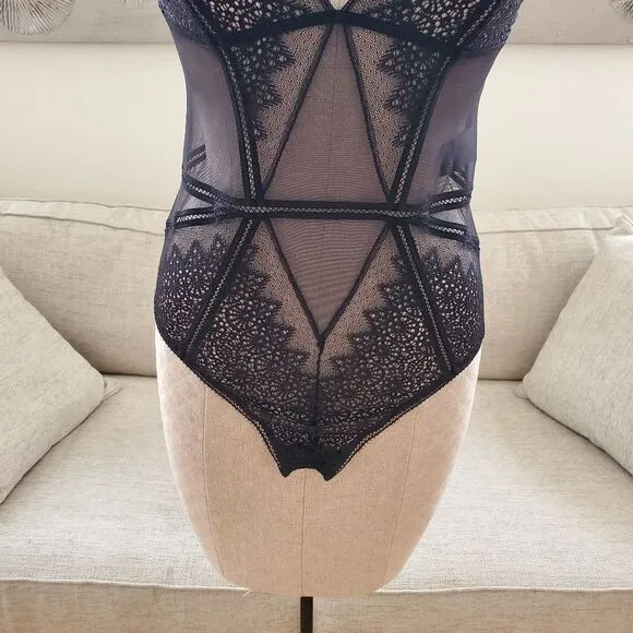Calvin Klein CK Black Excite Mesh Teddy Bodysuit - size Medium