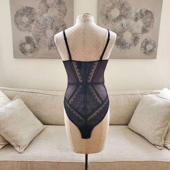 Calvin Klein CK Black Excite Mesh Teddy Bodysuit - size Medium