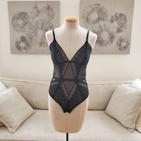 Calvin Klein CK Black Excite Mesh Teddy Bodysuit - size Medium