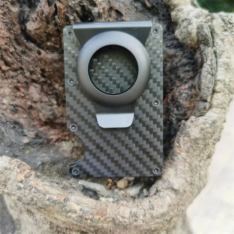 Carbon Fiber RFID Protection Metal Card & Cash Wallet with Air-Tag Holder