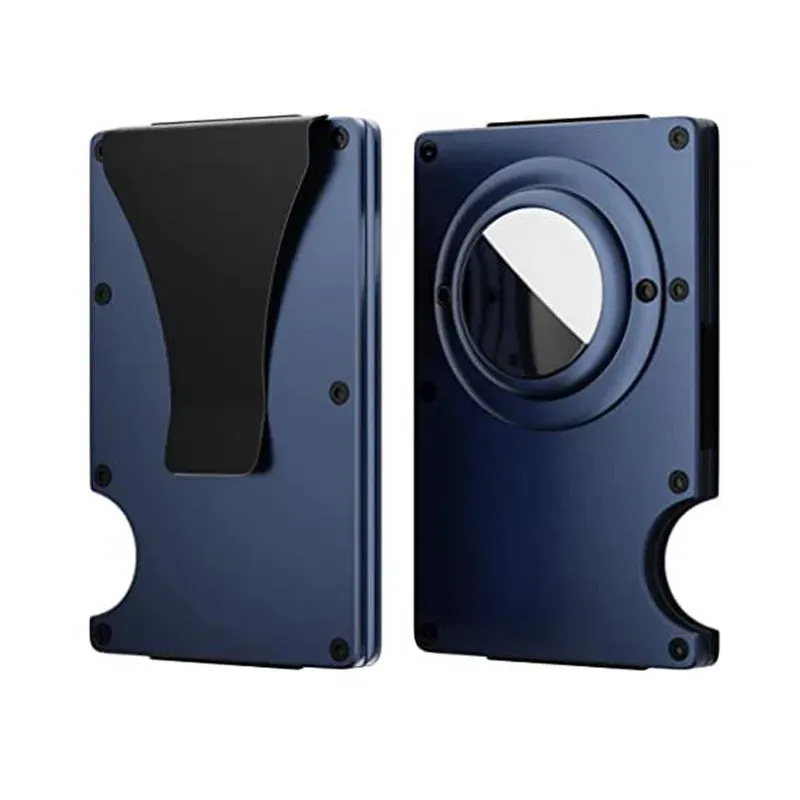 Carbon Fiber RFID Protection Metal Card & Cash Wallet with Air-Tag Holder