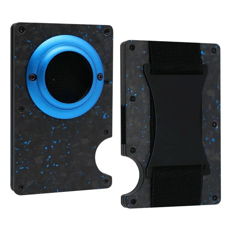 Carbon Fiber RFID Protection Metal Card & Cash Wallet with Air-Tag Holder