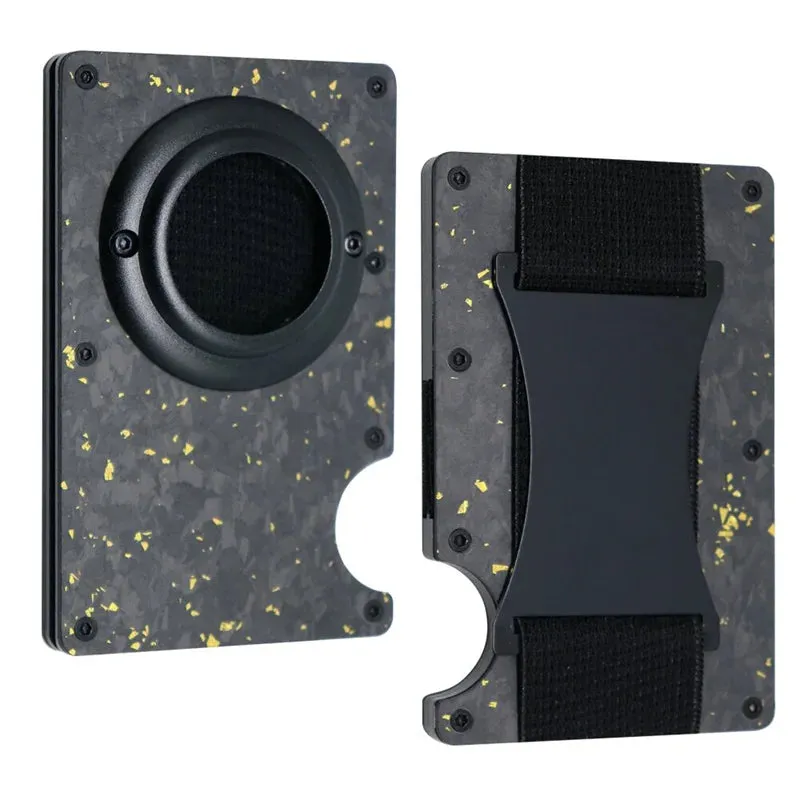 Carbon Fiber RFID Protection Metal Card & Cash Wallet with Air-Tag Holder