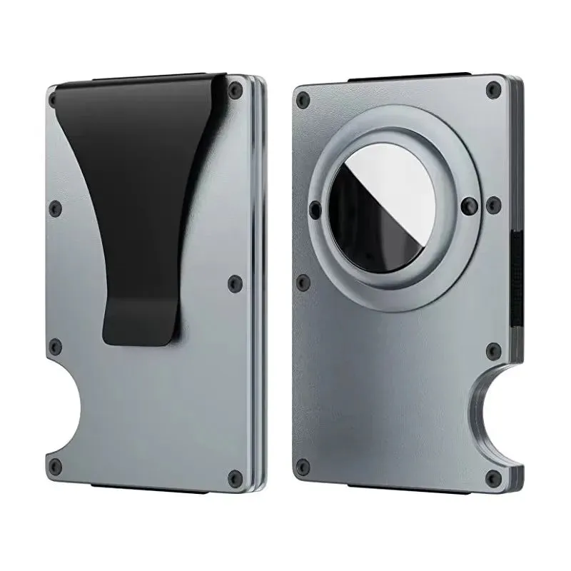 Carbon Fiber RFID Protection Metal Card & Cash Wallet with Air-Tag Holder