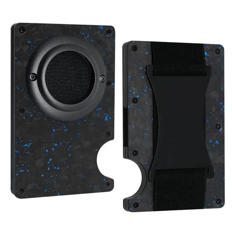 Carbon Fiber RFID Protection Metal Card & Cash Wallet with Air-Tag Holder