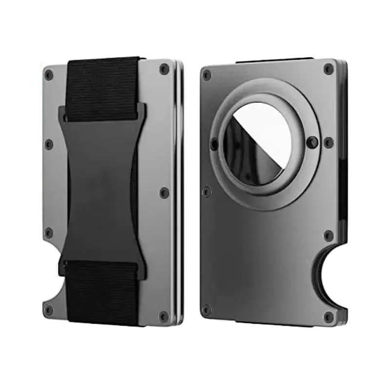 Carbon Fiber RFID Protection Metal Card & Cash Wallet with Air-Tag Holder