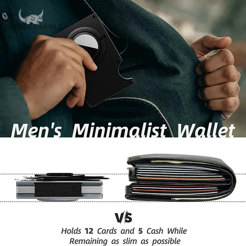 Carbon Fiber RFID Protection Metal Card & Cash Wallet with Air-Tag Holder