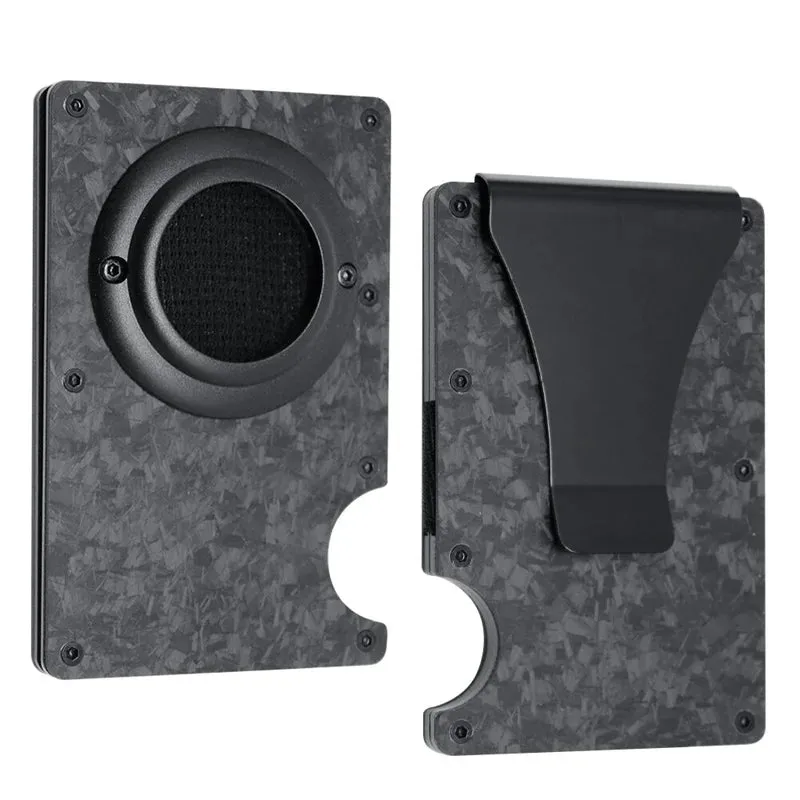 Carbon Fiber RFID Protection Metal Card & Cash Wallet with Air-Tag Holder