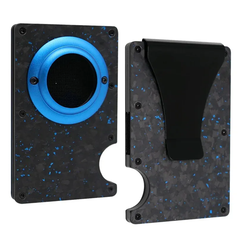 Carbon Fiber RFID Protection Metal Card & Cash Wallet with Air-Tag Holder